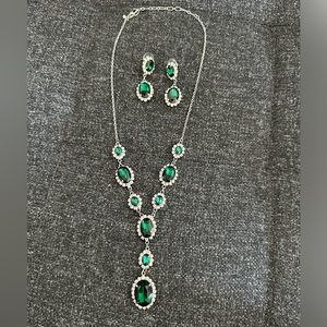 Dillard’s Green, white and silver costume jewelry